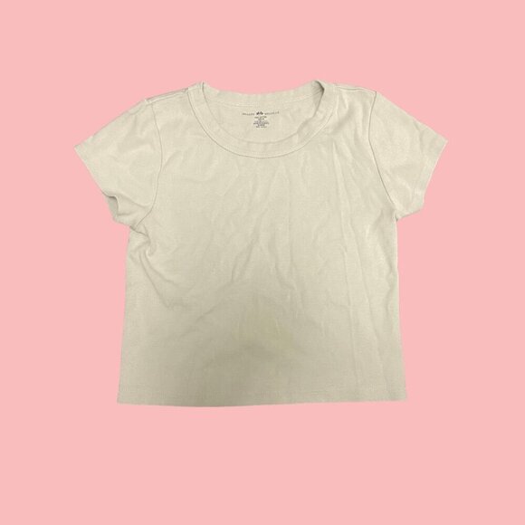 Brandy Melville Sage Green Fitted Crop Tee – 100% Cotton (Made in Europe) - Picture 2 of 6